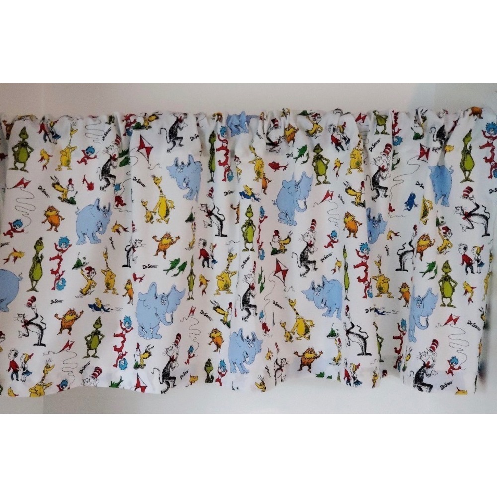 Dr. Seuss Window Valance 108x17 White Multi Character Toss Cat in the Hat Grinch